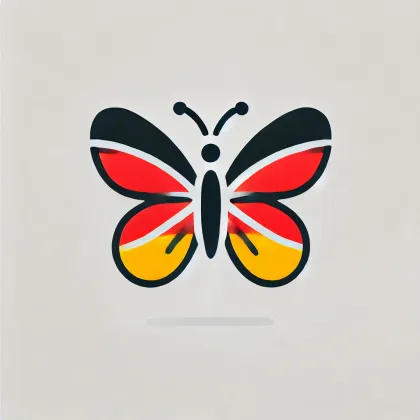 The Schmetterling butterfly logo in black, red and gold